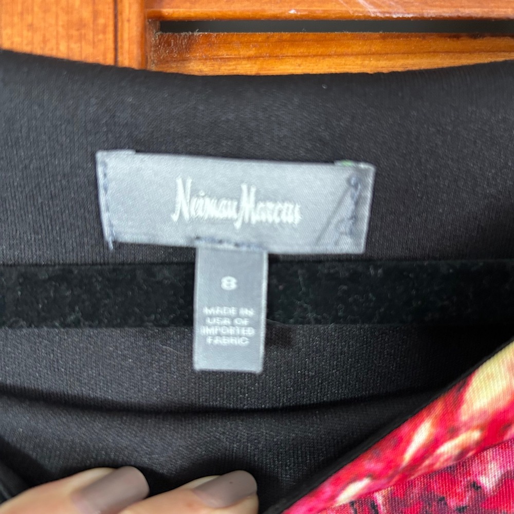 Neiman Marcus Womens Floral Sheath Dress‎ Black Pink Yellow Sleeveless Size 8 - Picture 5 of 6